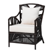 bali & pari Paden Natural Rattan Armchair - Handwoven Wicker Accent Chair with Banana Leaf Frame for Living Room or Sun Room